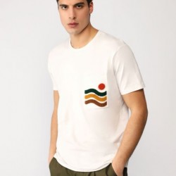 Solid-colour T-shirt with embroidered breast pocket