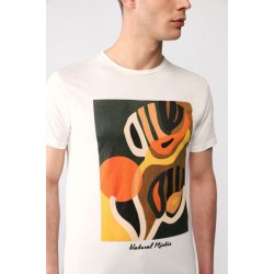 Solid-colour T-shirt with lettering print
