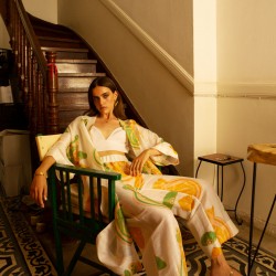 Phoibe, Linen-silk printed loose pants