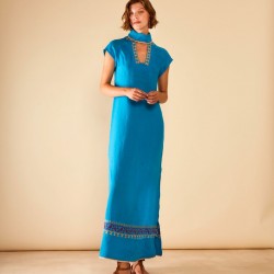 Nymphe Chios ode-theme embroidered maxi-kaftan dress